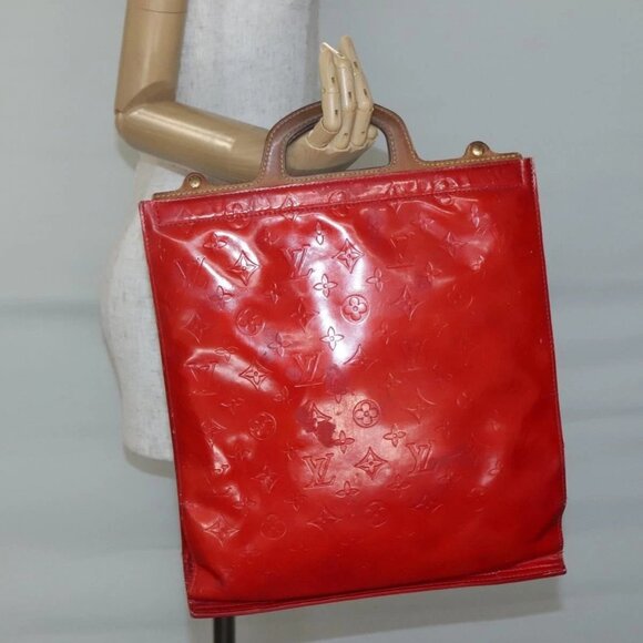 LOUIS VUITTON Monogram Vernis Stanton Tote Bag Red M91078 LV Auth bs28812 - Picture 3 of 16